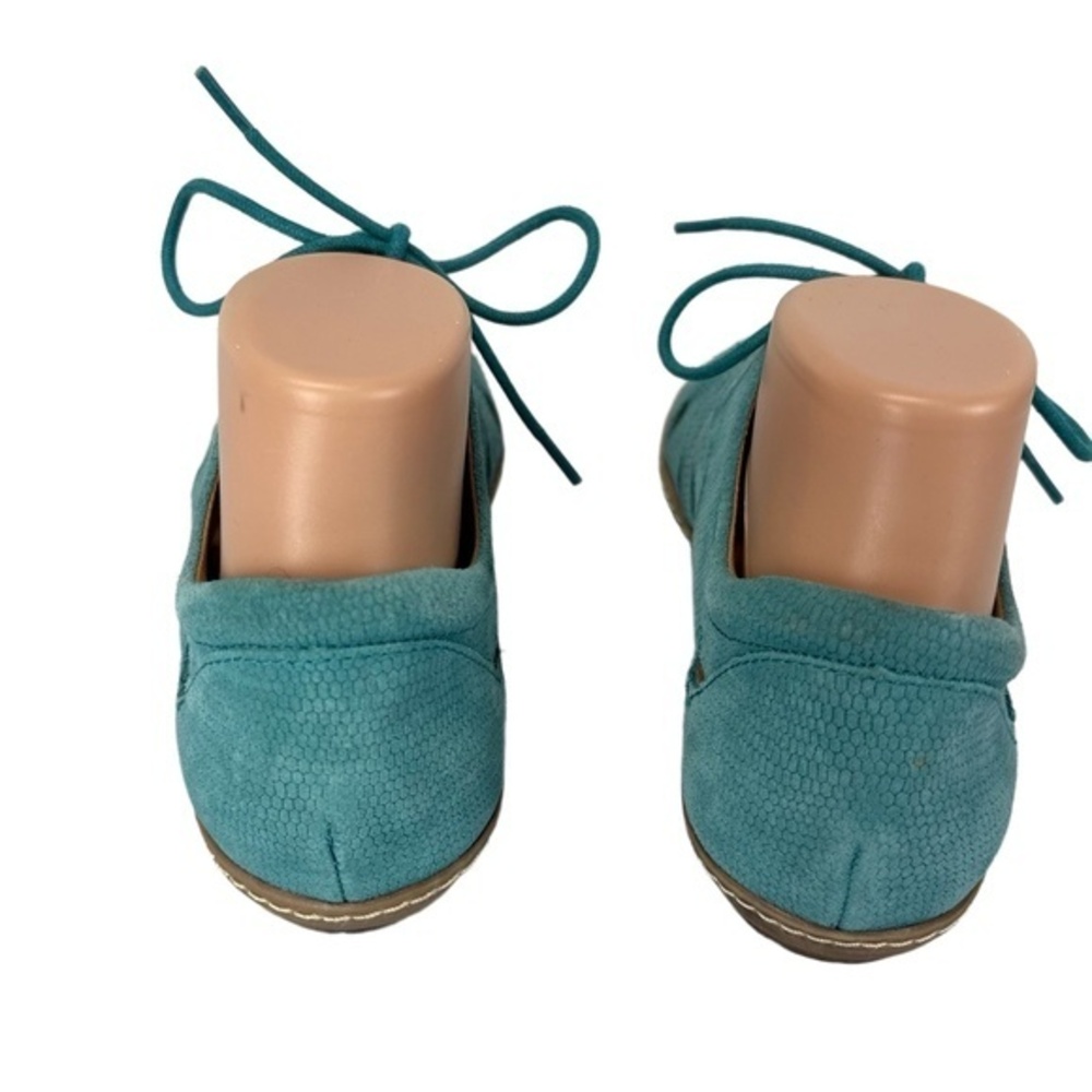 Earth Plover Womens 7.5B Teal Suede Pebbled Leather Sandal Shoes Boho Lace Up - Picture 4 of 8